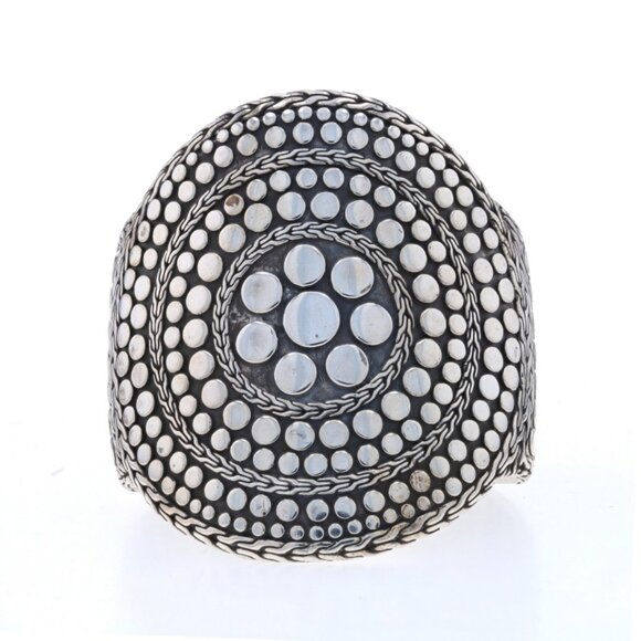 Estate JOHN HARDY Sterling Silver 18K Gold Smoky Quartz Dot  John Hardy Dot Hinged Cuff Bracelet 6\